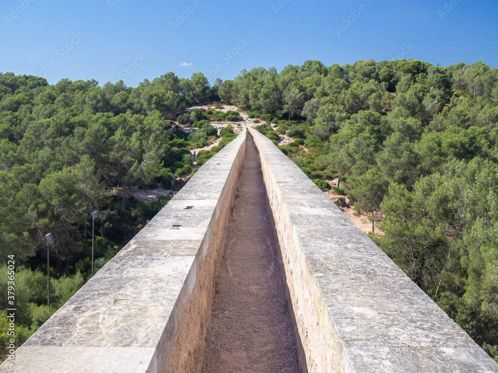 Passage on the Antique Roman aqueduct known as El Pont del Diable (The devil's bridge), Tarragona, Catalonia, Spain.