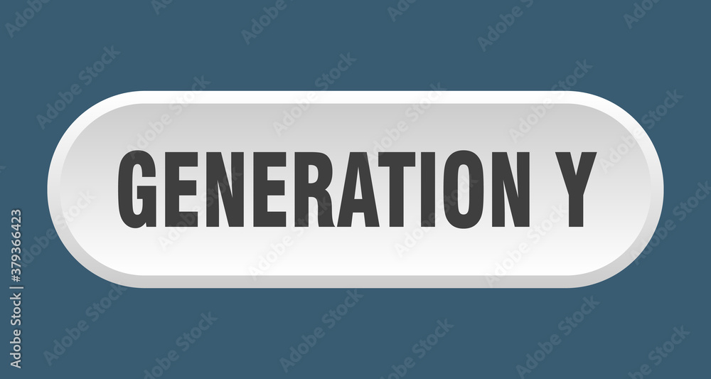 generation y button. rounded sign on white background