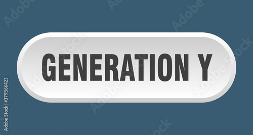 generation y button. rounded sign on white background