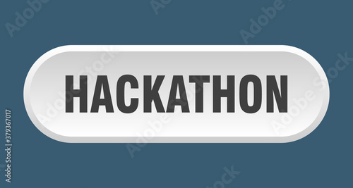 hackathon button. rounded sign on white background