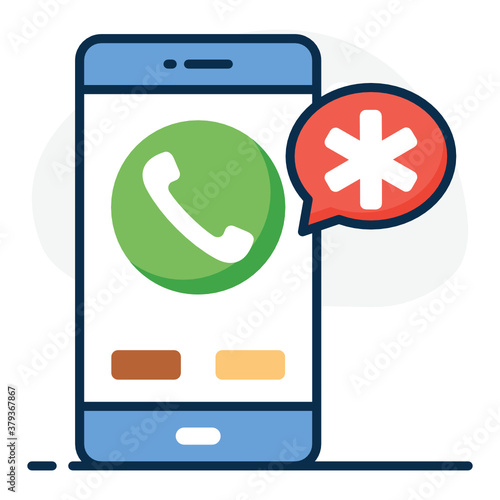 
Emergency call flat icon, medical helpline 

