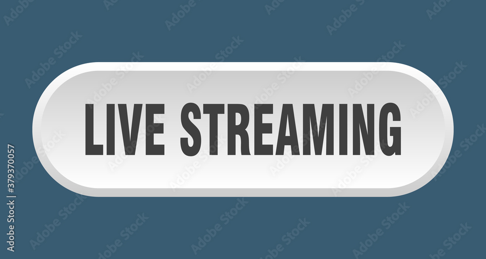 live streaming button. rounded sign on white background