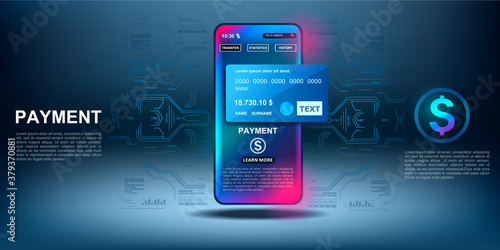 Принти на полотні Electronic online payments and money transfers via smartphone