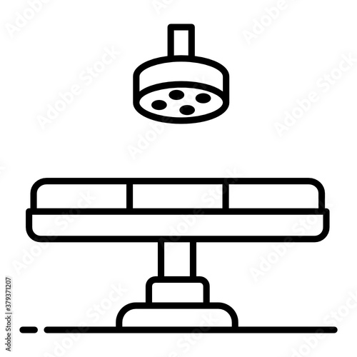 
Editable icon of surgical table, flat vector of surgery table
