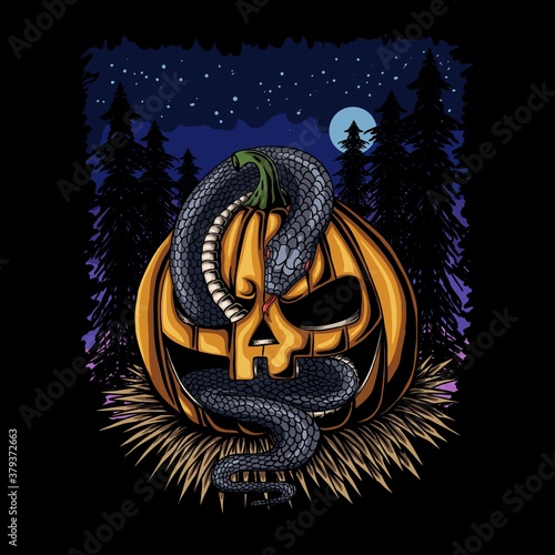 Halloween Pumpkin snake vector illustration