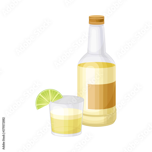 Pisco as Peruvian Brandy from Distillation of Muscat Grapes Vector Illustration