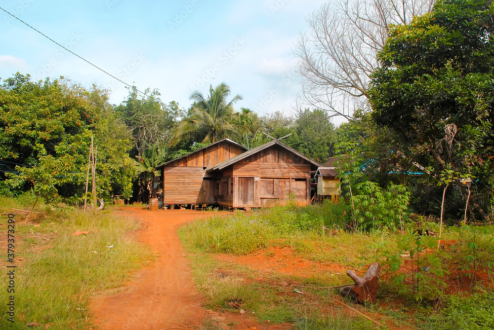 Old village house in summer day