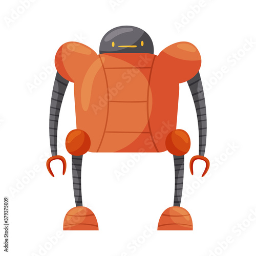 Red Iron Humanoid or Robot with Head and Limbs as Artificial Intelligence Vector Illustration