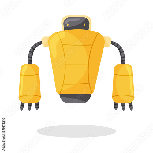Yellow Iron Humanoid or Robot with Head and Limbs as Artificial Intelligence Vector Illustration