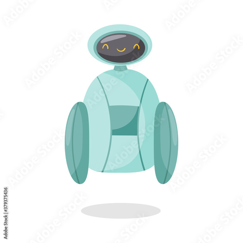 Blue Iron Humanoid or Robot with Head and Limbs as Artificial Intelligence Vector Illustration