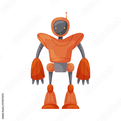 Humanoid or Robot with Iron Limbs and Antenna as Artificial Intelligence Vector Illustration