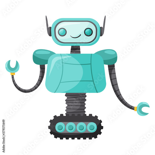 Humanoid or Robot with Iron Limbs and Antenna as Artificial Intelligence Vector Illustration