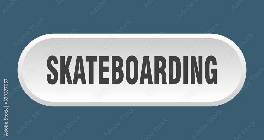 skateboarding button. rounded sign on white background