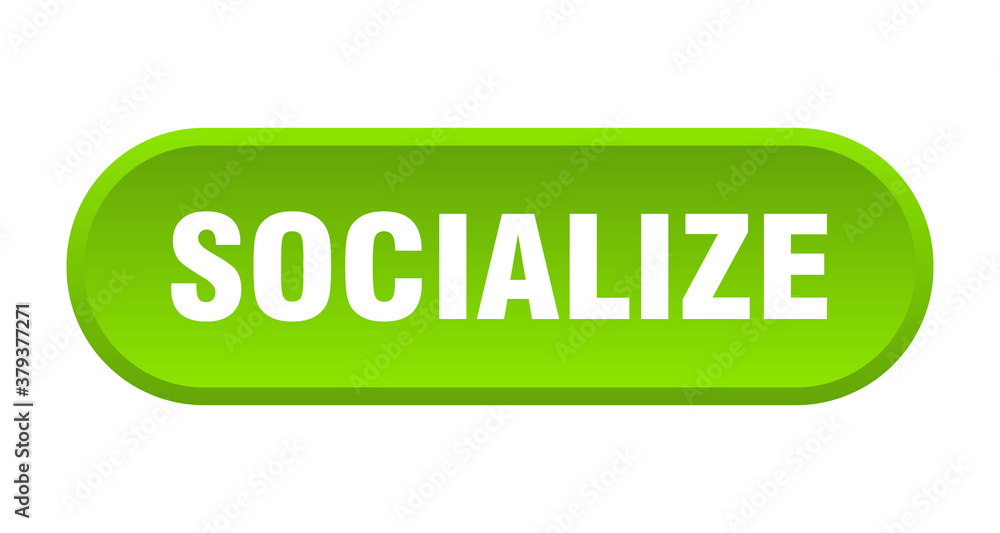 socialize button. rounded sign on white background socialize button. rounded sign on white background