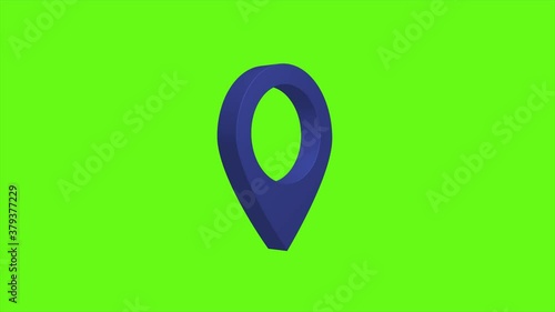 3D location pin, marker animation on green screen