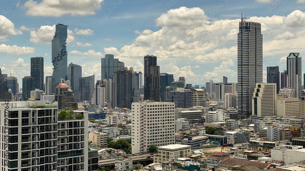 Naklejka premium Bangkok cityscape high angle view