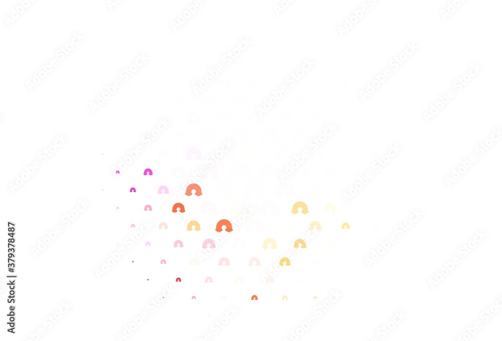 Light Pink, Yellow vector backdrop with rainbows, clouds. Light Pink, Yellow vector backdrop with rainbows, clouds.