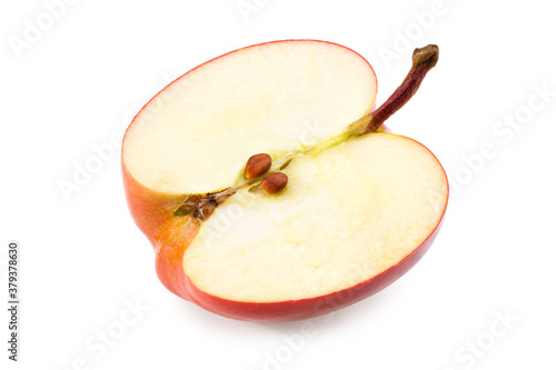half of red apple isolated on a white background