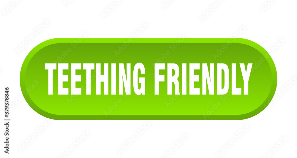 teething friendly button. rounded sign on white background teething friendly button. rounded sign on white background