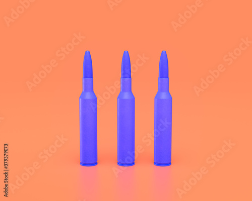 Plastic Weapon series, AR bullets, rifle bullets , Indigo blue arm in pinkish background, 3d rendering, war, battle and self protection, first person shooter game item