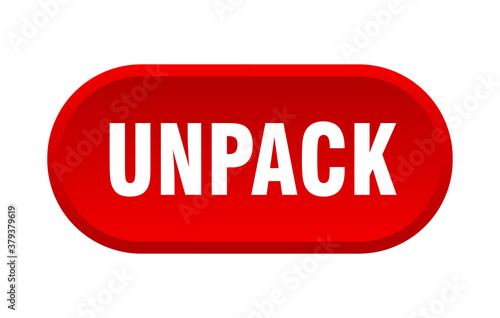unpack button. rounded sign on white background