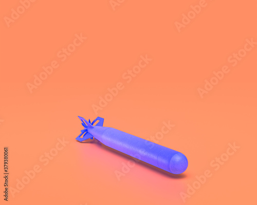 Photography Plastic Weapon series, Torpedo, rocket, Indigo blue arm in pinkish background, 3