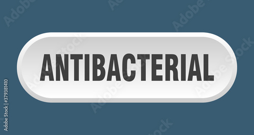 antibacterial button. rounded sign on white background