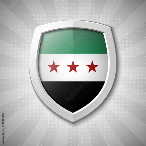 Design shape Origami banner with The flag used by the opposition of the Syrian Arab Republic