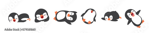 penguins sleeping cartoon Vector Collection