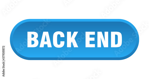 back end button. rounded sign on white background