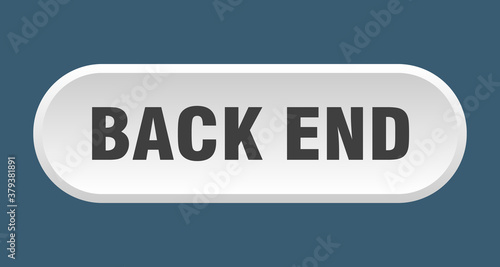 back end button. rounded sign on white background