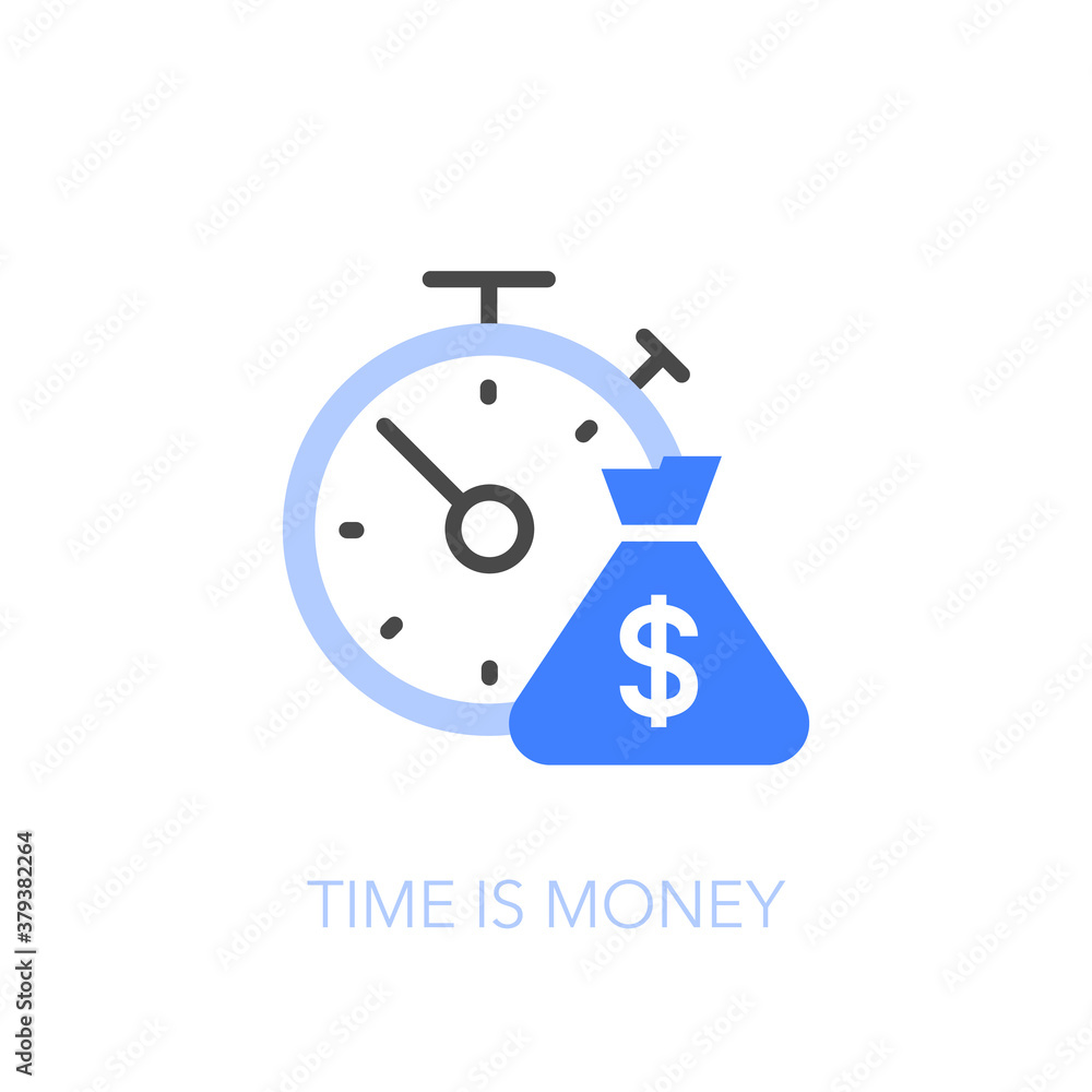 Time is money symbol with a stopwatch and bag of money. Easy to use for your website or presentation. Time is money symbol with a stopwatch and bag of money. Easy to use for your website or presentation.
