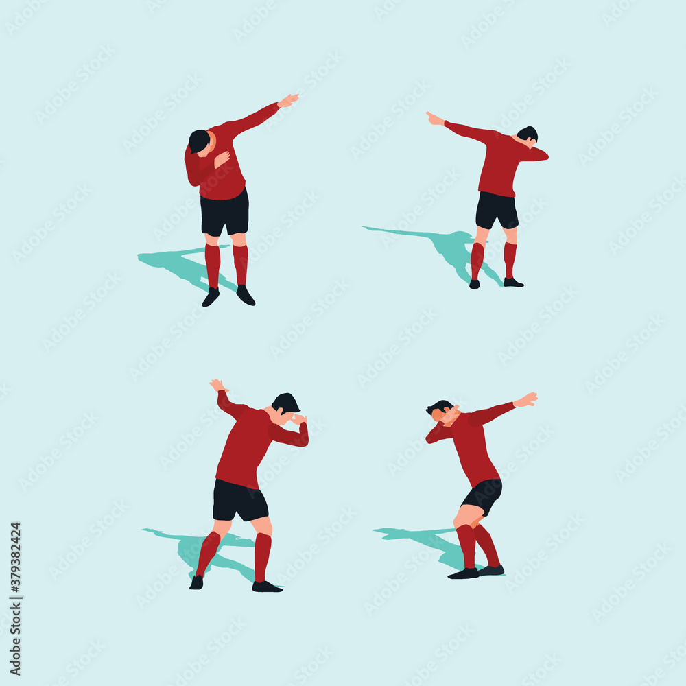 soccer player do a dab celebration set - shot, dribble, celebration and move in soccer