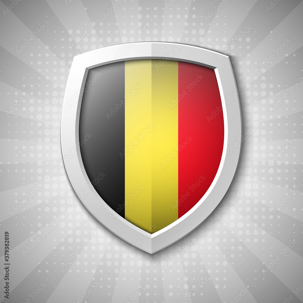 Fototapeta premium Design shield Origami banner with The national flag of Belgium