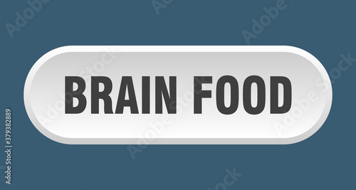 brain food button. rounded sign on white background