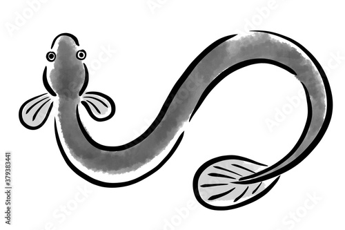 うなぎ　ウナギ　鰻　魚　筆　手描き
