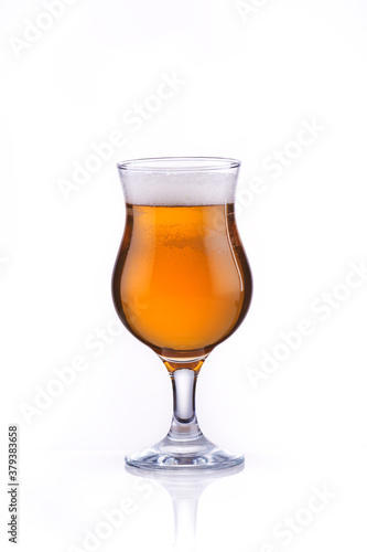 beautiful glass with fresh amber beer