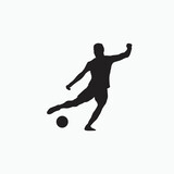 keeping the ball in soccer - silhouette flat illustration - shot, dribble, celebration and move in soccer