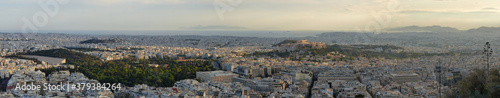Panoramic view of Athens and the Acropolis of Athens, from Lycabettus Hill. Greece