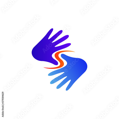 Hands with letter s logo design