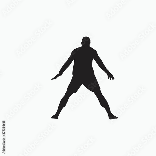 yes celebration after score goal - silhouette flat illustration - shot, dribble, celebration and move in soccer