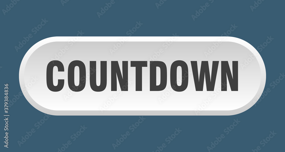 countdown button. rounded sign on white background