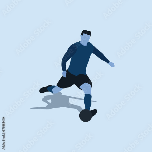 right footed fast and power shot - two tone illustration - shot, dribble, celebration and move in soccer