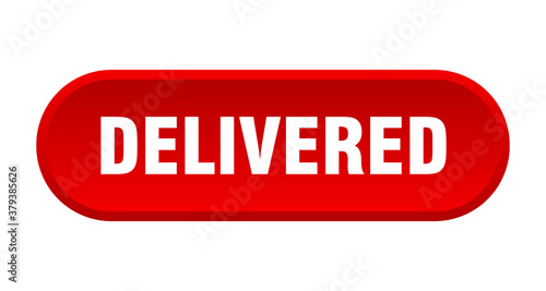 delivered button. rounded sign on white background