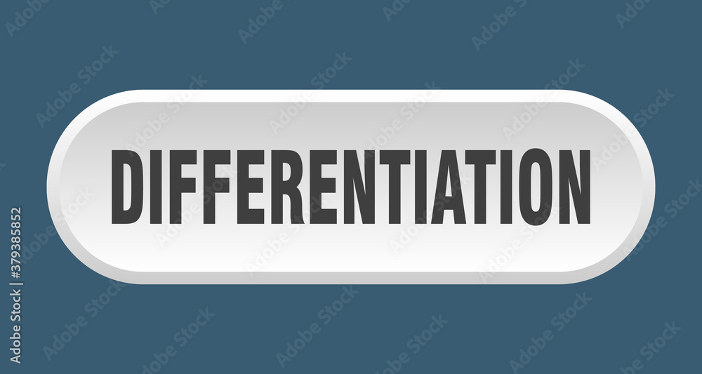 differentiation button. rounded sign on white background
