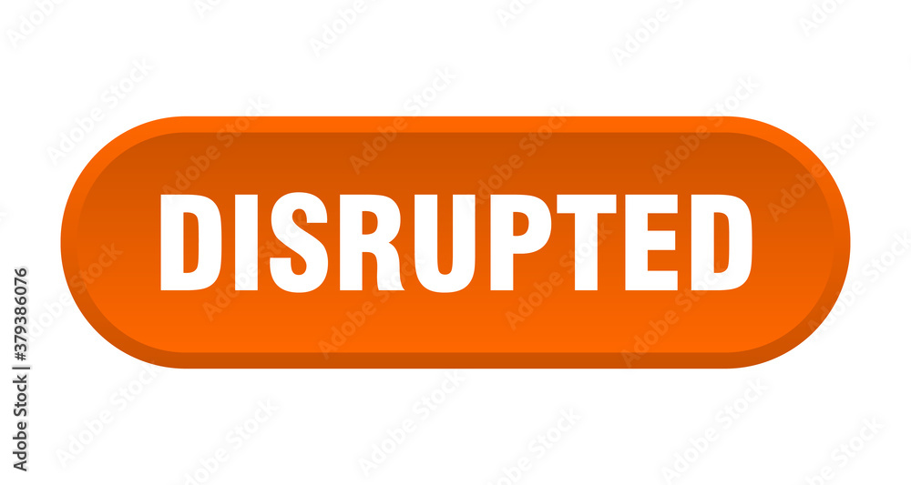 disrupted button. rounded sign on white background