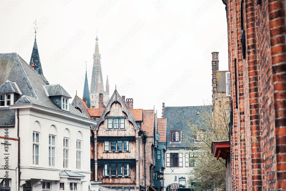 Fototapeta premium Antique building view in Bruges, Belgium