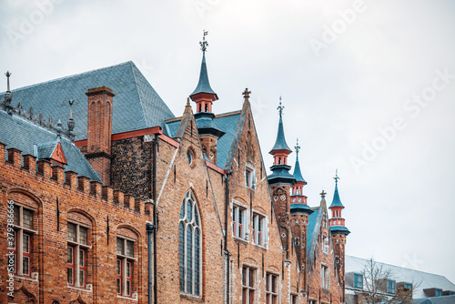 Street view of downtown in Bruges, Belgium