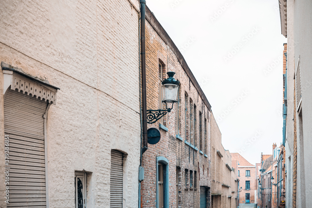 Naklejka premium Street view of downtown in Bruges, Belgium