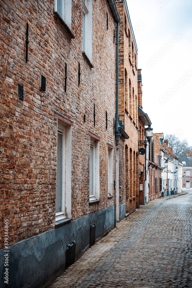 Street view of downtown in Bruges, Belgium